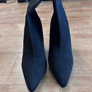 Black Block Heel Sock Boots